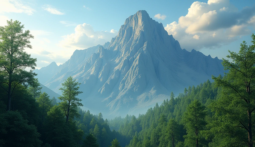 Front view，There is a mountain with many ash trees growing on it.（best quality，4K，8k，High level，masterpiece：1.2），Ultra Detailed，（lifelike，Photo real，Photo real：1.37）