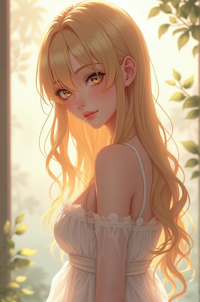 A naked blonde anime girl 