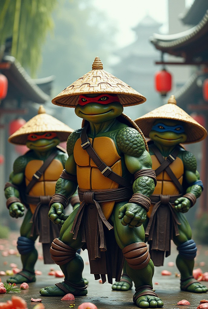 Teenage Mutant Ninja Turtles with Straw Hats