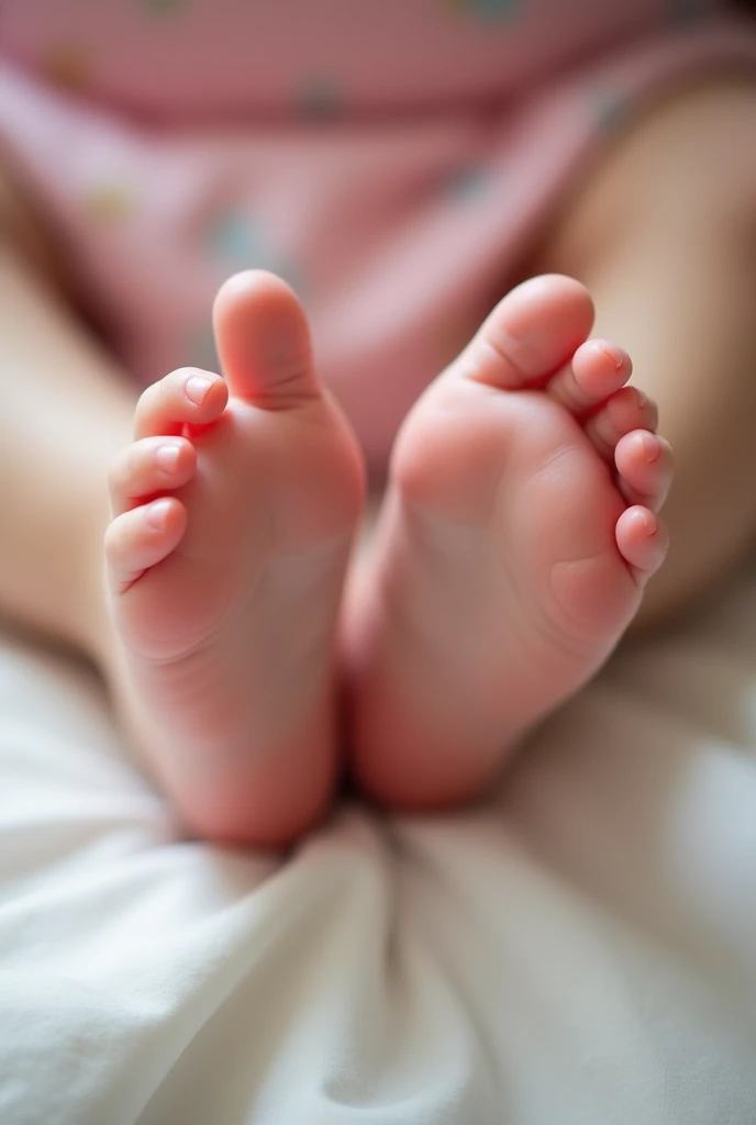 A close-up of a little girl's feet , Pink Feet, small feet, hentai feet