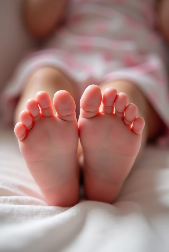 A close-up of a little girl&#39;s feet , Pink Feet, small feet, hentai feet