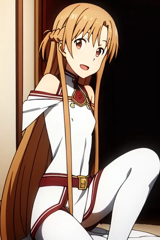 ((Highest quality)), ((masterpiece)), (be familiar with), Perfect Face, indoor, Bedroom, Watching the audience,
One woman, Yuuki Asuna,
Open Mouth, Ecstatic expression, blush, smile,
Small breasts, Flat Chest, , , child, Girl,
Long Hair, Long Hair,
Fully nude, Nipples exposed, Sex with a man with a big dick, 膣内ejaculation, Semen is taken, Insert a into your, Sex in the missionary position, , Leg spread,