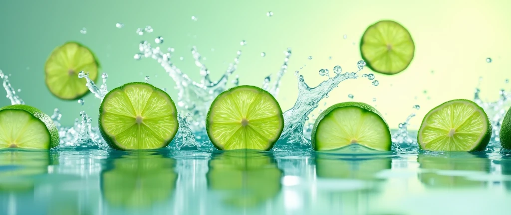 Splash of green lime and sliced cucumber background,
Natural water that includes sliced cucumber and green lime and whole cucumber
