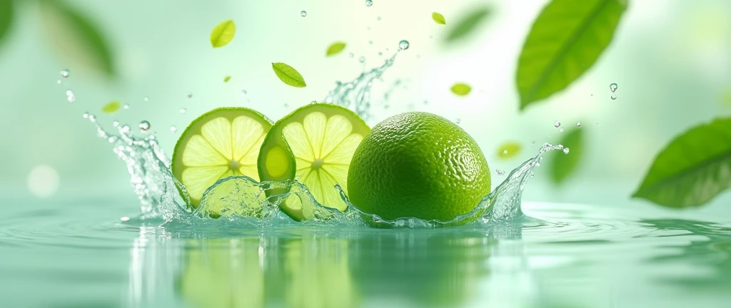 Splash of green lime and sliced cucumber background,
Natural water that includes sliced cucumber and green lime and whole cucumber