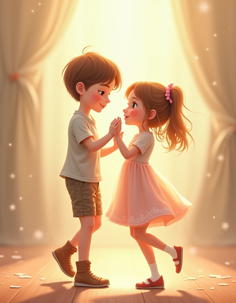 Sweet boyand girl dance with