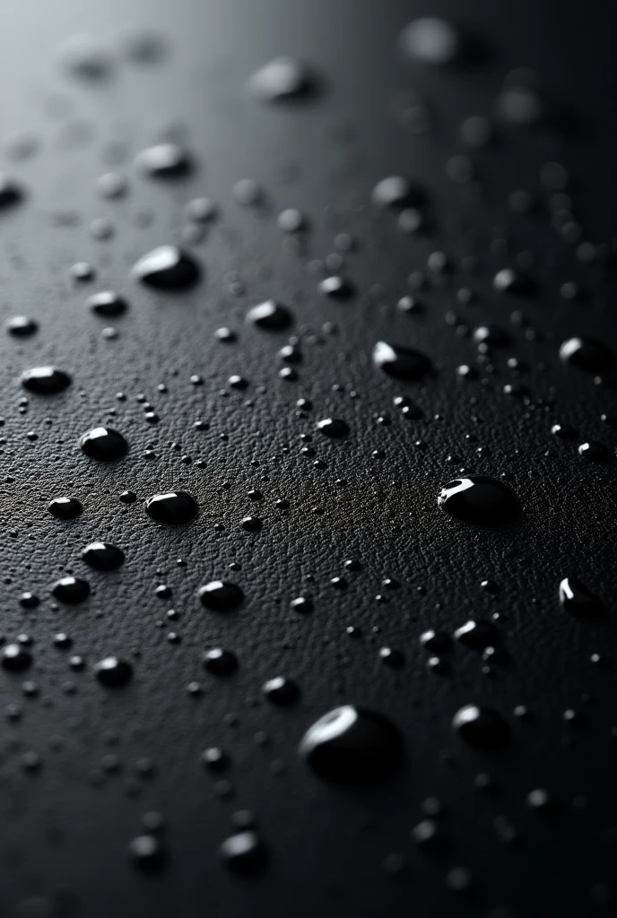A detailed close-up background image of full black leather with a luxurious, textured surface. The leather has a deep, rich black color, perfect for AMOLED displays. Scattered across the surface are small, realistic water droplets, reflecting light and adding a subtle shine. The droplets vary in size and are naturally distributed, enhancing the tactile feel of the leather. The overall effect is sleek, modern, and sophisticated, ideal for a premium and elegant aesthetic