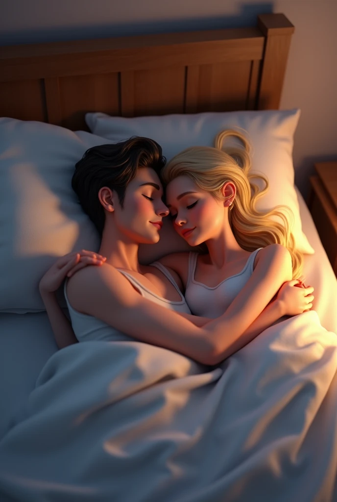 photoanimated, a couple in a bed