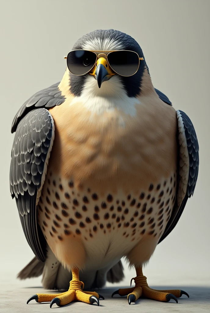 Very obese falcon with sunglasses