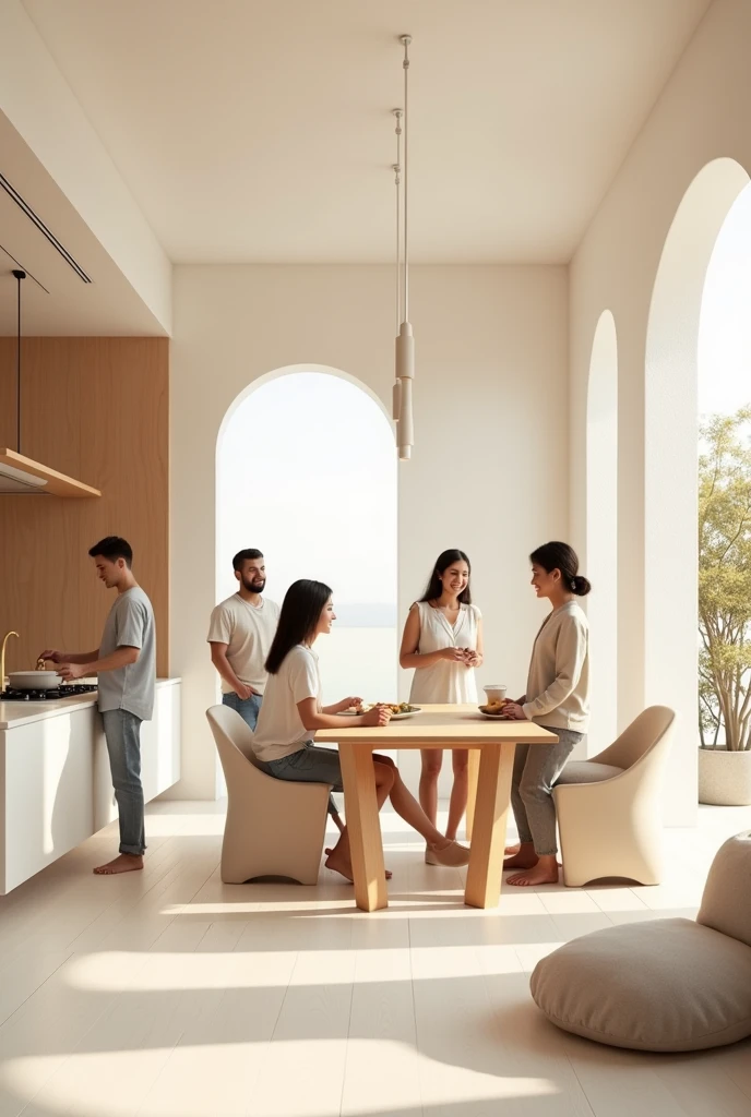 prompt:%20%22 Personas%20enjoying%20de%20Un%20interior%20minimalista%3A%20Una%20familia%20sonriente%20en%20la%20 areas,%20 sitting%20en%20Un%20sof%C3%A1%20moderno;%20Una%20 pairs%20cooking%20en%20Una%20cocina%20minimalista%20con%20muebles%20blancos%20y%20countertops%20de%20madera%20clara;%20 friends%20chatting%20en%20Un%20comedor%20con%20Una%20mesa%20de%20dise%C3%B1o%20 simple%20y%20 bridges%20 elegant.%20 environment%20c%C3%A1lido%20y%20relajado.%22