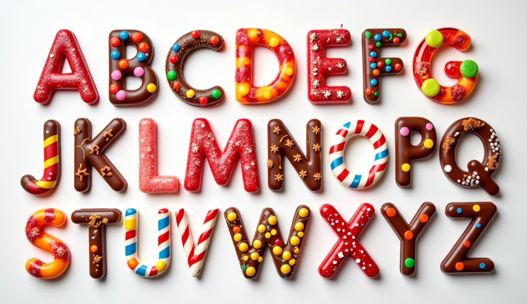 Complete Alphabet , candies, candied, LETTERS , sweets, candy lollipops, chocolates