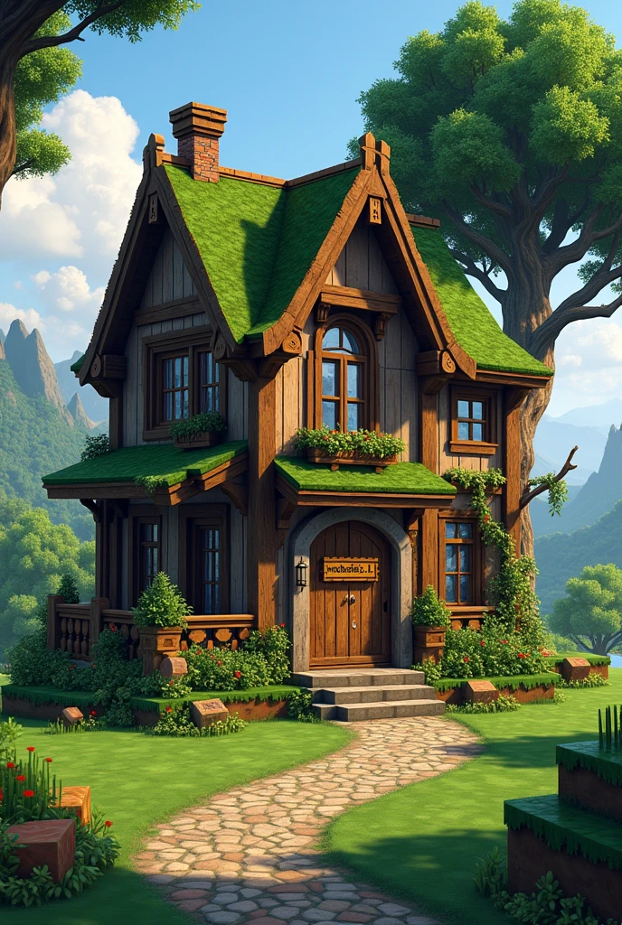 Minecraft old beautiful house. The inscription McBegedis.lt