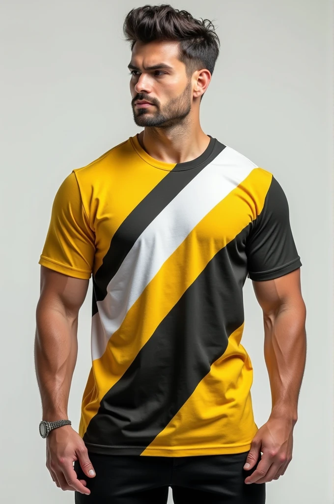 T-shirt in yellow, black and white