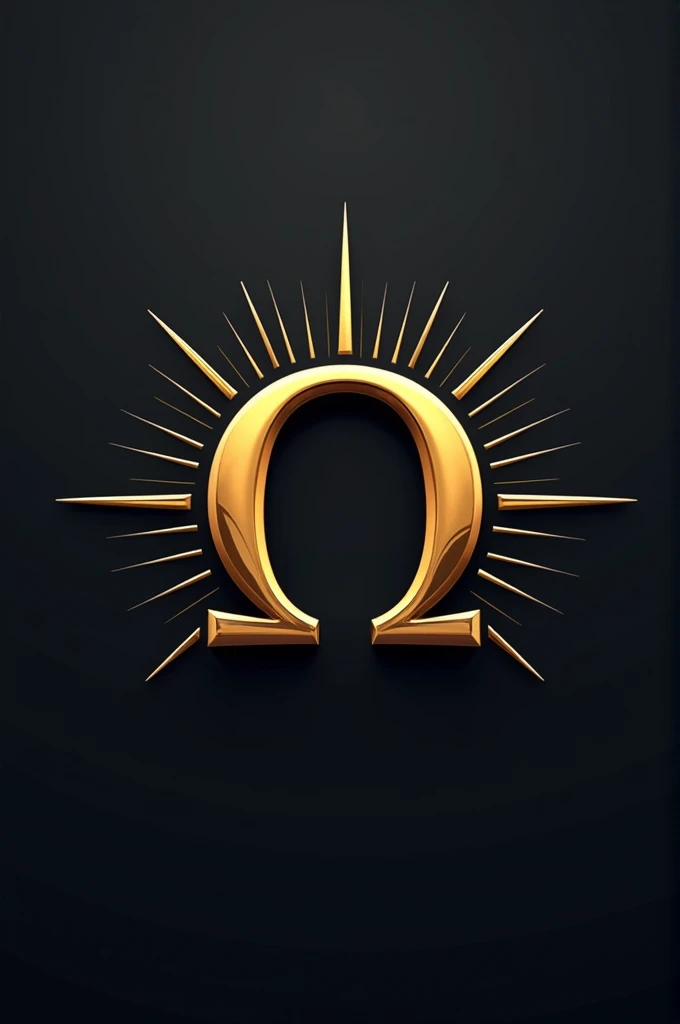 A LOGO THAT SAYS OMEGA STORE, THAT HAS RAYS AND THE OMEGA SYMBOL IN SHINY GOLD AND SILVER COLOR