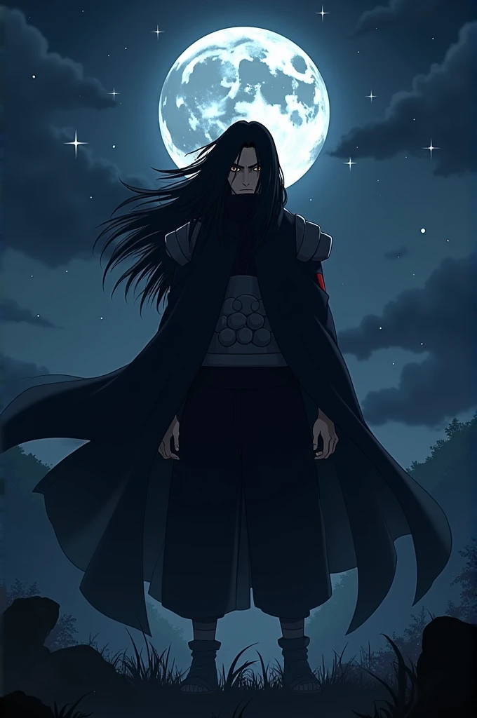 Madara Uchiha standing menacingly at night. (Realistic)