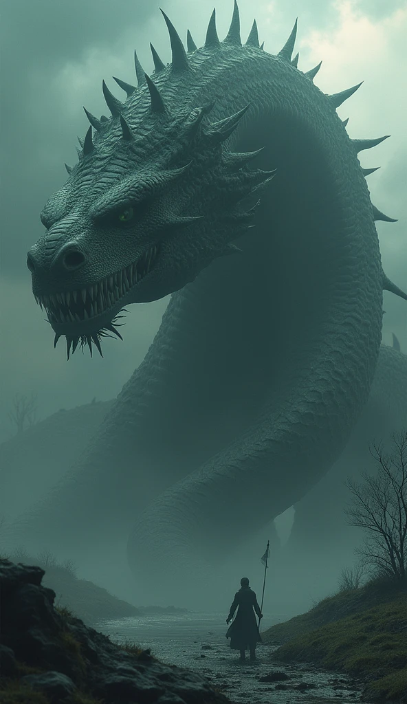 a monstrous nine-headed serpent, hydra, terrorizing the region of lerna, each time a head was cut off two new ones grew in its place, detailed serpent anatomy, dramatic lighting, fantasy, dark and gritty, highly detailed, 8k, cinematic, chiaroscuro, moody atmosphere, dramatic composition, elaborate scales, piercing eyes, gaping jaws, photorealistic, masterpiece