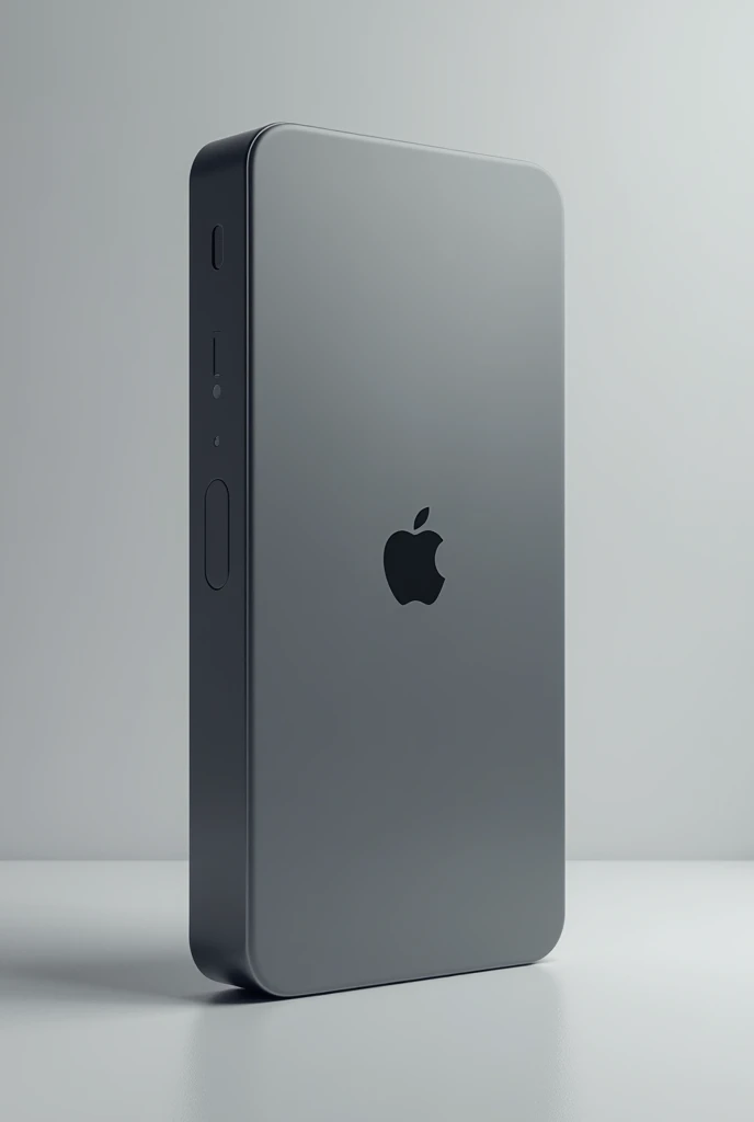 Generates a technological cell phone from Apple and small. create similar to iPhone and technological screen . cell phone is gray. Put a minimalist pear as the logo on the back