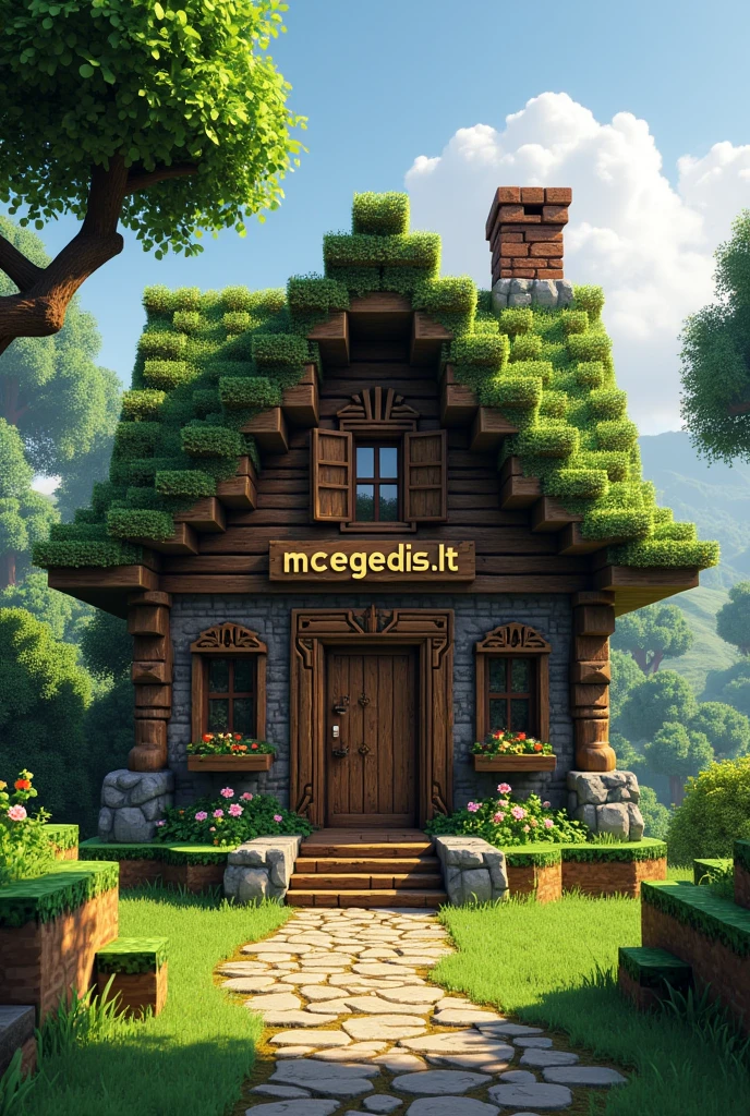 Minecraft old beautiful house. The inscription McBegedis.lt