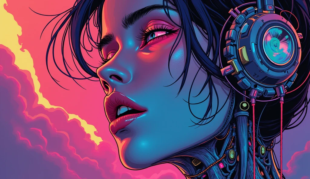(masterpiece:1.2),(Highest quality),(Super detailed),(Ultra-high resolution),(Best illustrations),8k,wallpaper,Beautiful female cyborg,whole body,psychedelic,Vector art,Layered textures,progressive,pop,sf,cyber punk,Super sexy:2.0