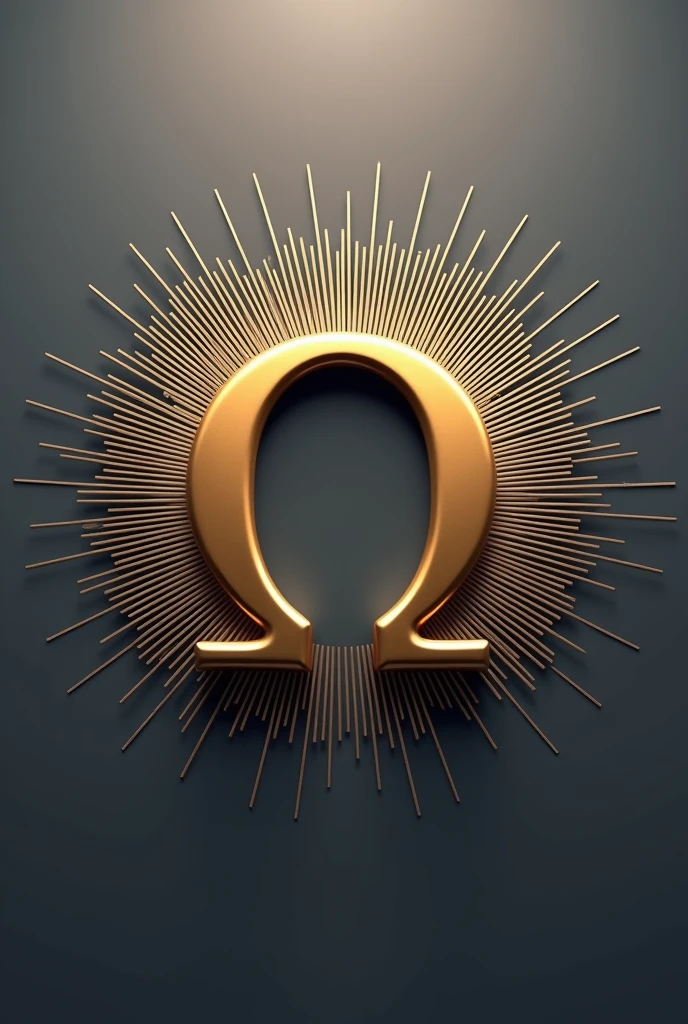 A logo that says "OMEGA STORE", THAT HAS RAYS AND THE OMEGA SYMBOL IN SHINY GOLD AND SILVER COLOR