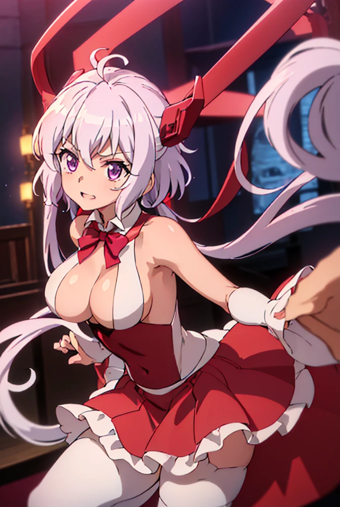 ((masterpiece)), ((Best quality)), (high resolution), (illustration), (an extremely delicate and beautiful), (ultra detailed beautiful face and eyes), nsfw, 1girl, leaning forward, YukineChris, long hair, purple eyes, twintails, low twintails, ahoge, large breasts, fishnet pantyhose, red a bow tie, volumetric lightning, detailed skin texture, detailed, volumetric shadow, anime screencap,Highest quality, Sorceress, ancient babylonian nobility, ((tan skin:1.2)), (brown skin color),Long hair, twin braids, hair ornament, wine colored hair, smile, Below average size breasts, bare shoulders, (underboob:0 Raise your legs vertically、Ready your gun?、腕を前方に伸ばして谷間強調
M字Leg spread、between legs、Groin、Tentacles entangled、Leg spread、Spread your legs 8K, masterpiece, Best_quality, high_resolution, ultra_details, detailed, 1girl, 独奏, looking_at_viewer, upper_body, indoors, braid, blurry, bangs, white_hair, blurry_background, collared_shirt, church, hair_ribbon, hair_between_eyes, sidelocks, depth_of_field, light_particles, window, french_braid, Alphonse Mucha Style, sharp focus, perfect hands, perfect face, perfect eyes, perfect light, dynamic light, natural light, Masterpiece, Best quality, red dress、Yukine Chris、Symphogear