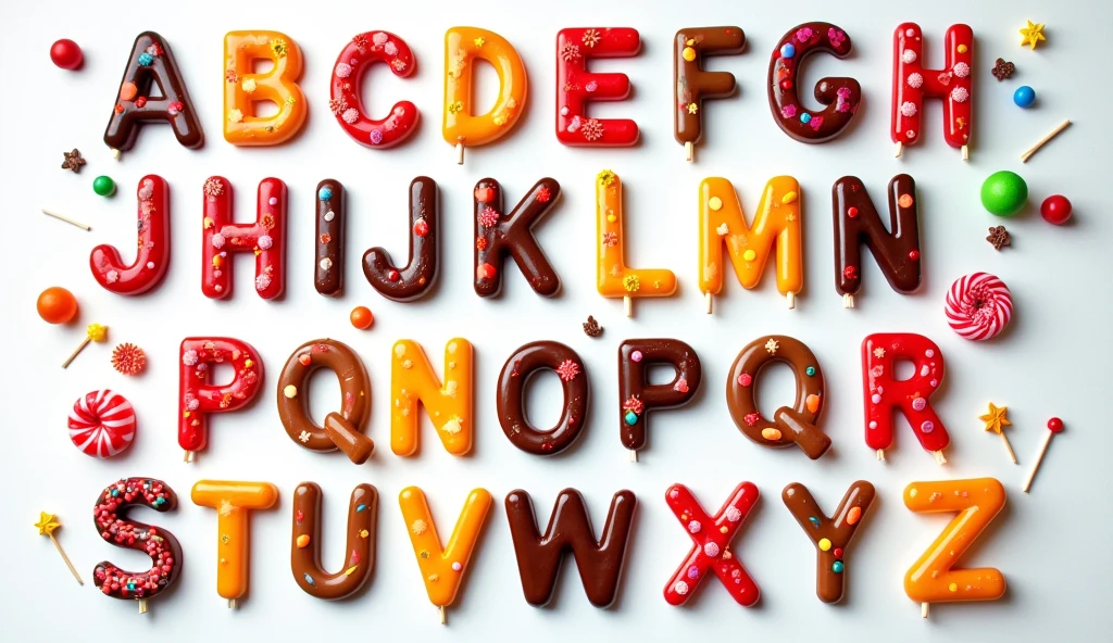 Complete Alphabet , candies, candied, LETTERS , sweets, candy lollipops, chocolates