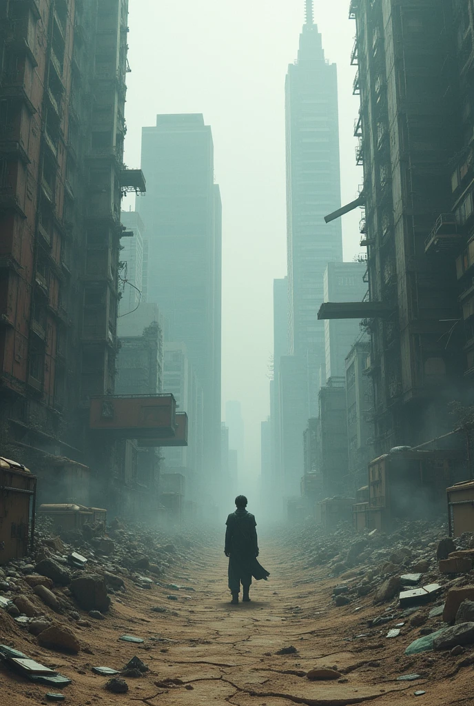 a devastated barren Tokyo futuristic city