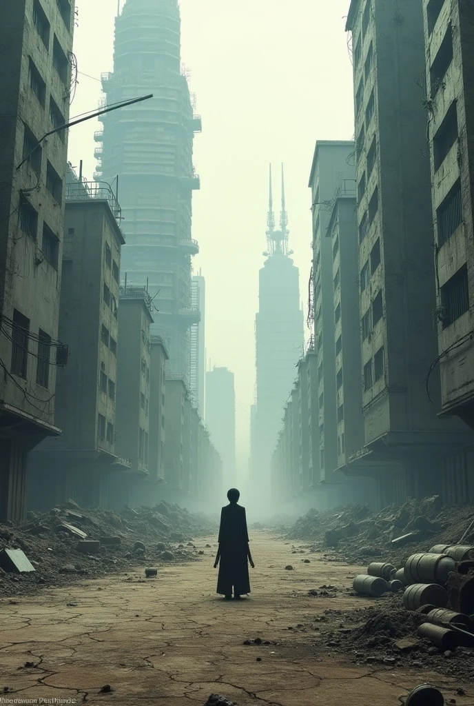 a devastated barren Tokyo futuristic city 
