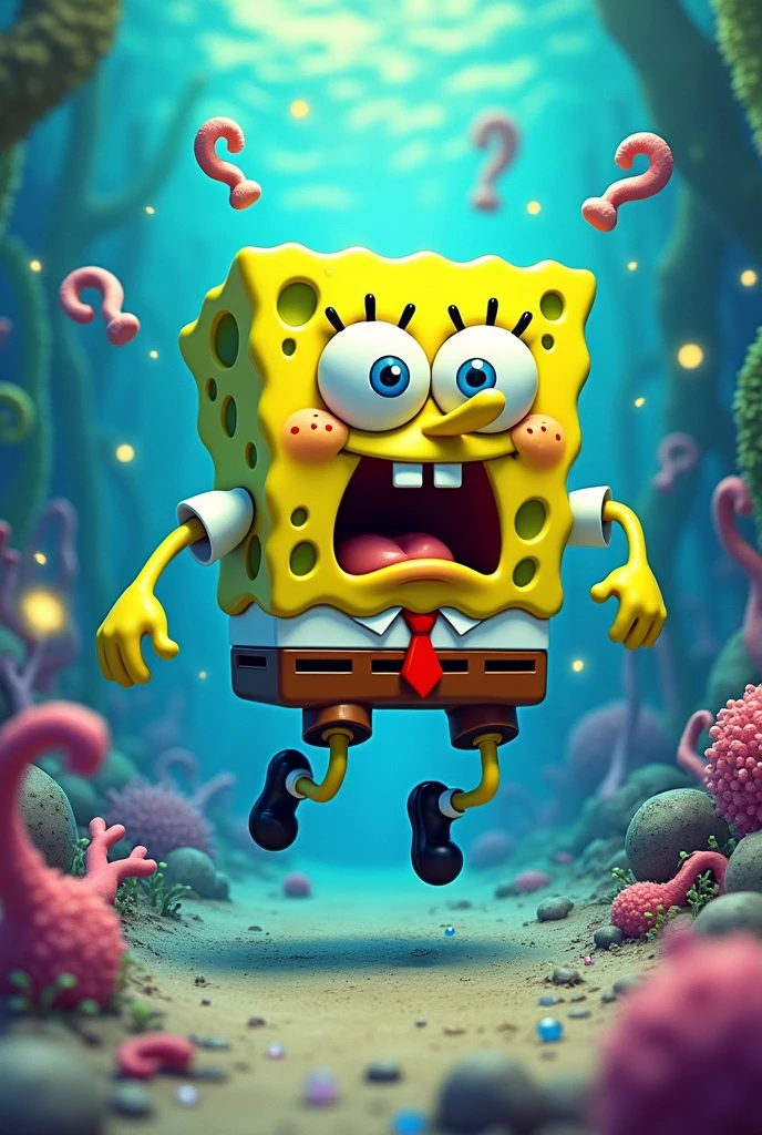 Spongebob falling into a reality glitch 