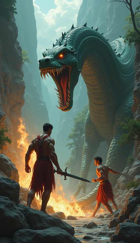 Herakles, as part of his Twelve Labors, was tasked with defeating the creature. With the help of his nephew Iolaus, he used fire to cauterize the wounds after cutting off each head, preventing them from regenerating.