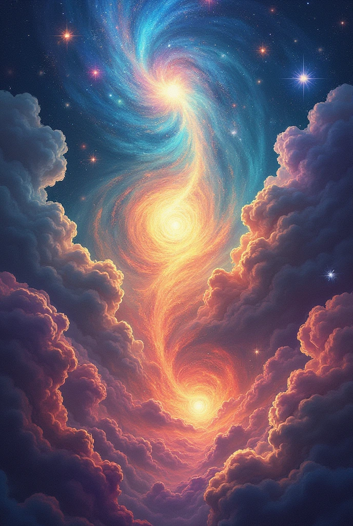 Make a colorful image that represents the cosmogony