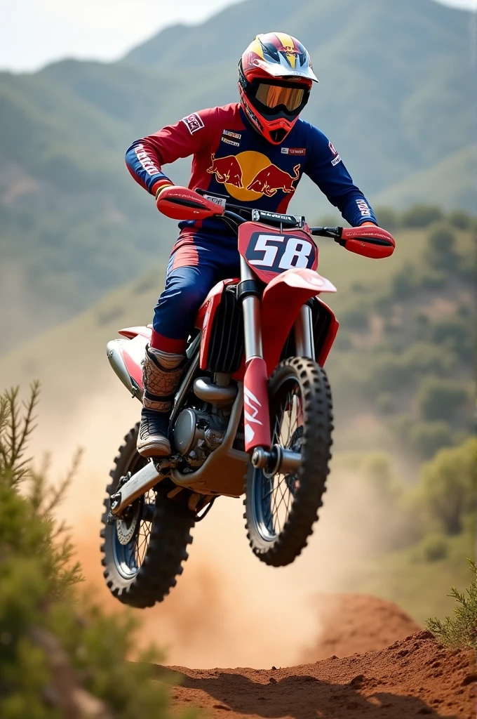 Rmz450 jumping redbull suit number 58