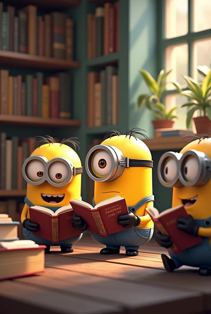 Picture of minions reading
