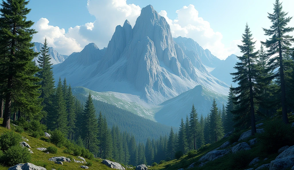 Front view,There is a mountain full of junipers(best quality,4K,8k,High level,masterpiece:1.2),Ultra Detailed,(lifelike,Photo real,Photo real:1.37)