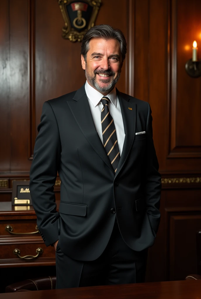 3, Brazilian, Western, handsome and elegant, businessman and manager with a shiny suit and tie, he is a church leader, has a say in power. "DSLR"