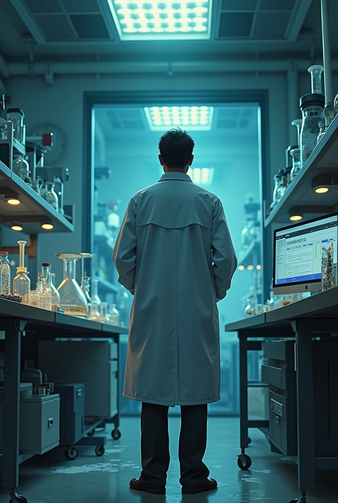 dr. Watching anxiously in the laboratory 