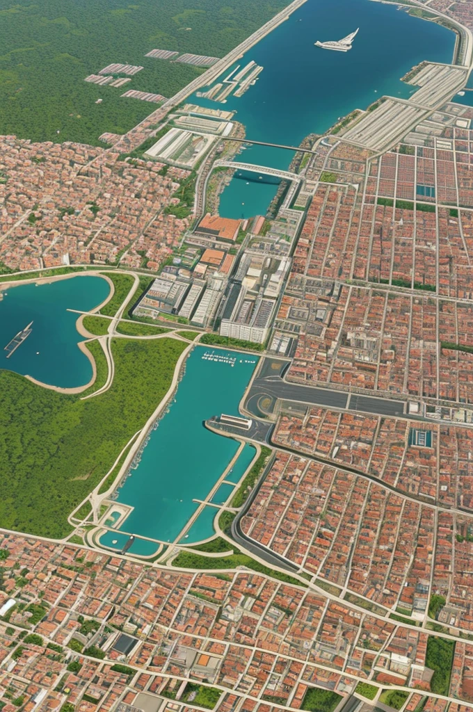 mapa do jogo, View in 3rd person, mapa da cidade, com apartamento, with buildings, com escola, alta qualidade, Next Sea, ((..3d)), Very detailed, master part