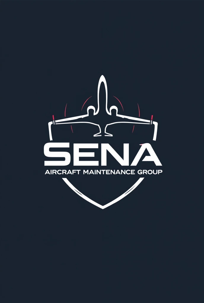 Create a logo for an aircraft maintenance group, It could be a plane in the background highlighting its great impact, or something creative. And that it has the precise name of SENA