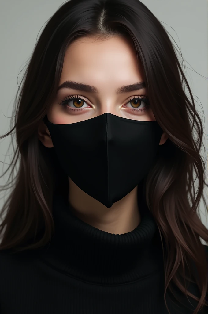 Brunette woman with black face mask