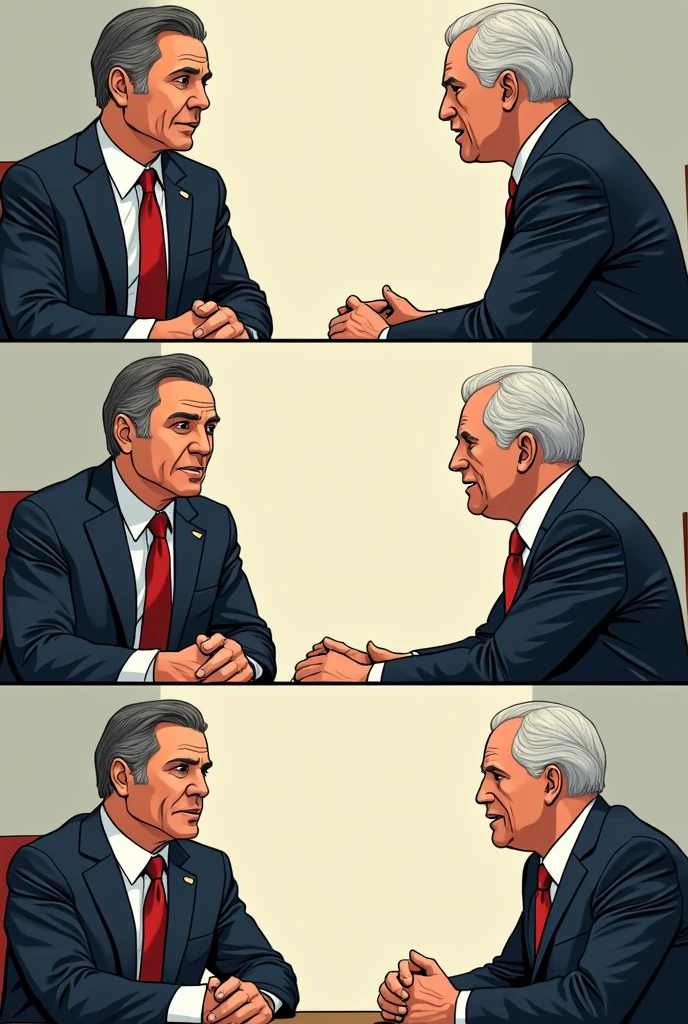 two politicians talking 6 comics without conversation in the balloons
