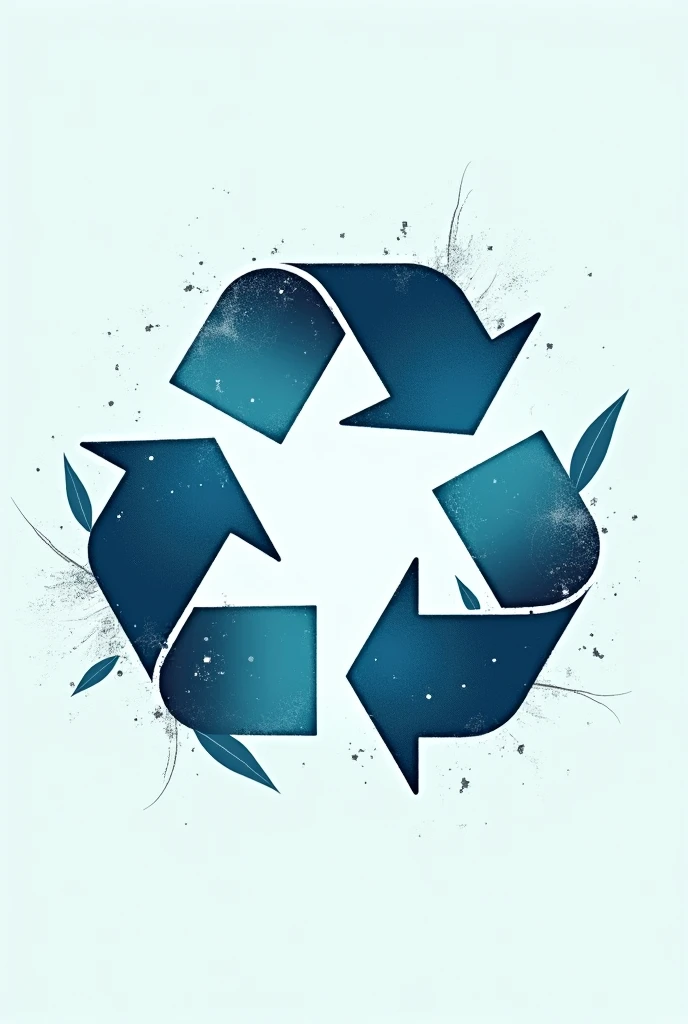 recycling logo with leaves animated blue tone scratches png

