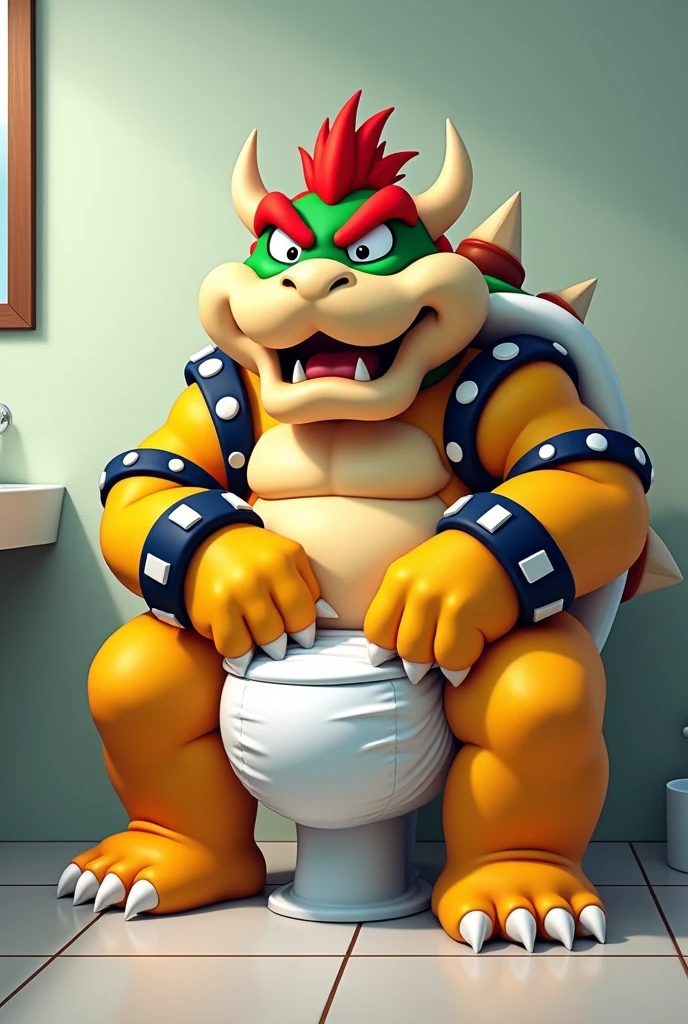 Bowser pooping in a diaper