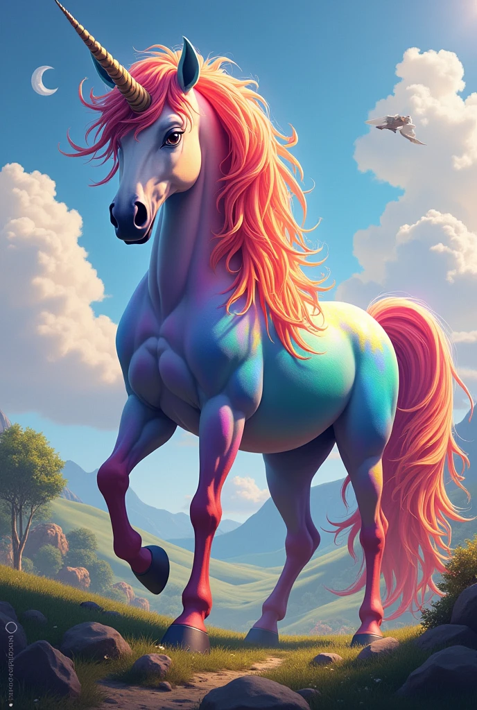 Large colorful and rainbow-like unicorn