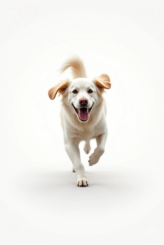 happy dog running white background

