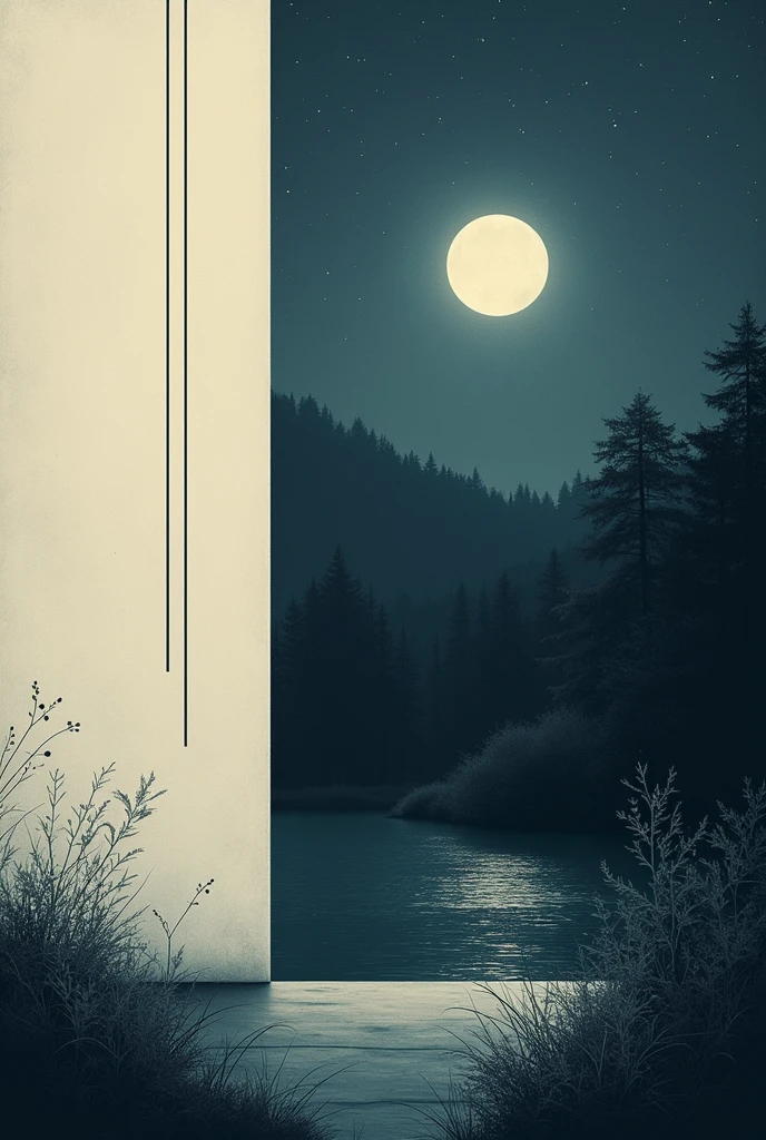 Create for me an art with two divisions, A thin, showing a simple art, and the other thick one a nocturnal art.