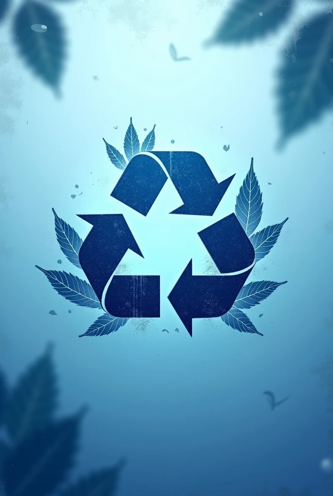 recycling logo with leaves animated blue tone scratches 


