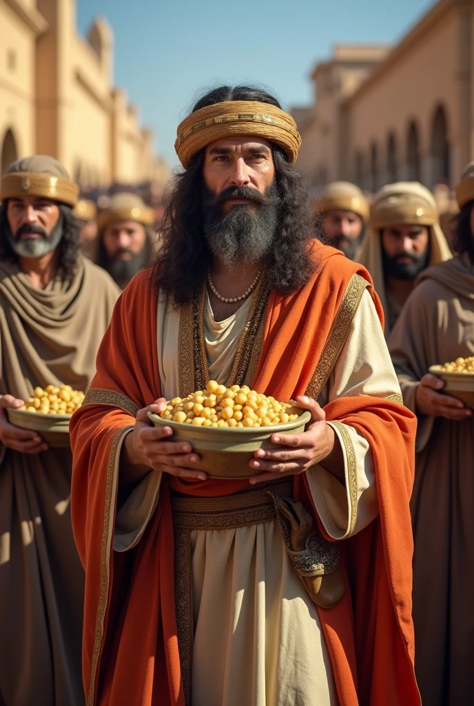 Biblical character Joseph as governor distributing food