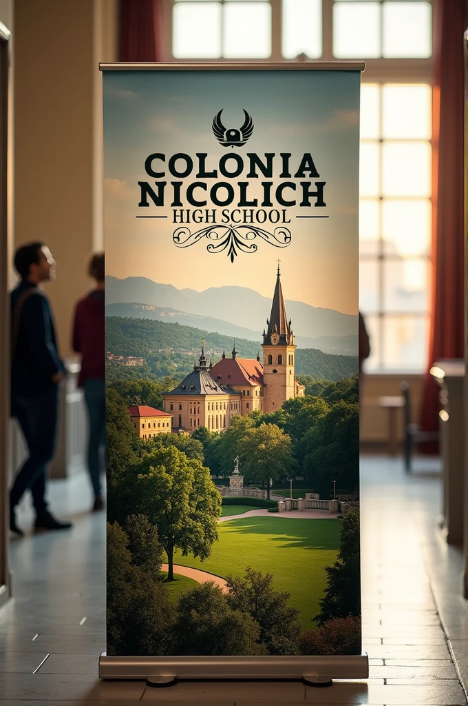 Create a presentation banner that says Colonia Nicolich High School