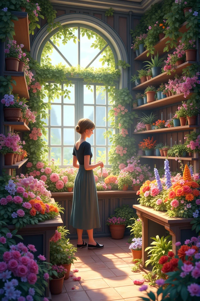 A flower shop with lots of magical flowers 