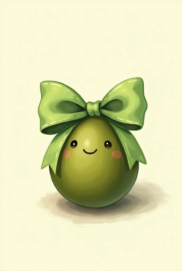 create an image for me as if it were a cute drawing of a dark green olive with a light green bow