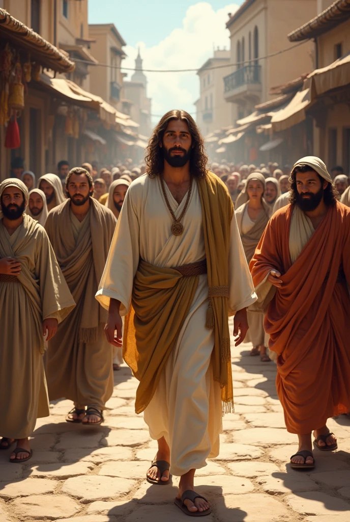 Jesus walks through the town